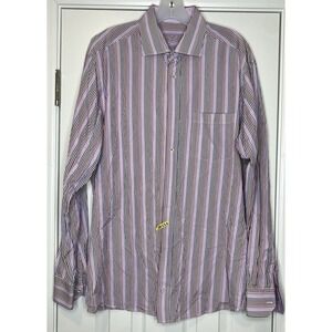 Bugatchi Uomo Men's Long Sleeve Button Up Striped‎ Shirt Multicolor Size XL